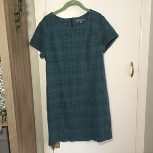 Sharagano Plaid Sheath Dress Blue Black 12P